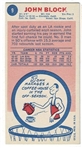 1969 Topps Basketball #9 John Block - San Diego Rockets RC